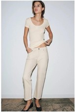 Zara ZW Collection Mid Rise Cigarette Jeans White Slim Straight Size 10 NWT