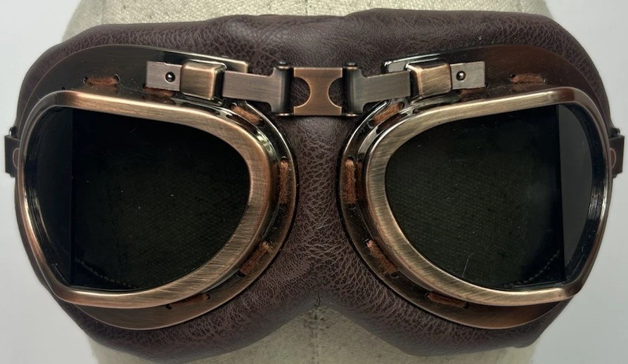Steampunk Aviator Pilot Glasses Headband Brown Gold Cosplay New