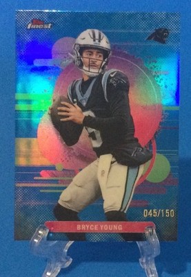 2025 Topps Finest Bryce Young #126 Uncommon Blue Refractor /150 SP Panthers
