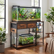 55-75 Gallon Fish Tank Stand w/ Power Outlet, 3-Tier Metal Frame Aquarium Stand
