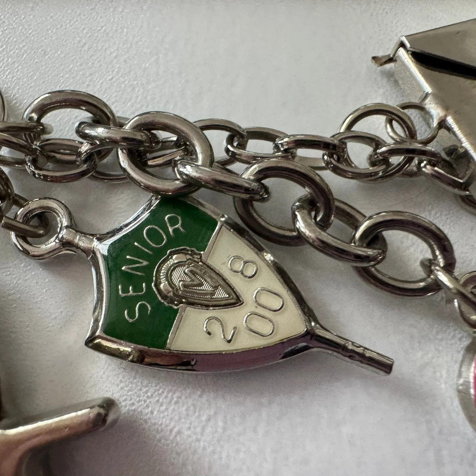 Брелок брелок серебряный металлический зажим выпускной 2008 Jostens подвеской брелок JDS инициалы - Изображение 3 из 4