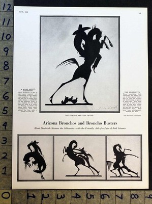 1922 SILHOUETTE ARIZONA BRONCHO BUSTER COWBOY HUNT DIEDERICH ART PRINT FC14094