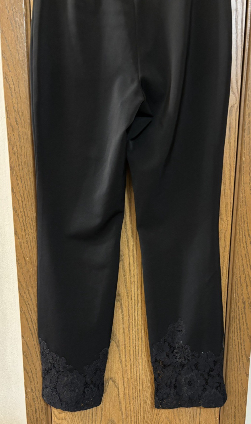 Cache Black Pants Flat Front Lace Window Trim Sz … - image 2