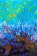 Cat Painting Outer Space Garden Original Landscape Abstract Art Josh Merritt