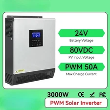 Hybrid Solar Inverter 24V 110V Built-in 50A PWM Solar Charge Controller 2400W