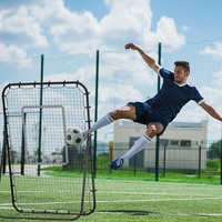 Homcom FußBall Rebounder, Klappbarer FußBalltor, Kickback RüCkprallwand Schwarz