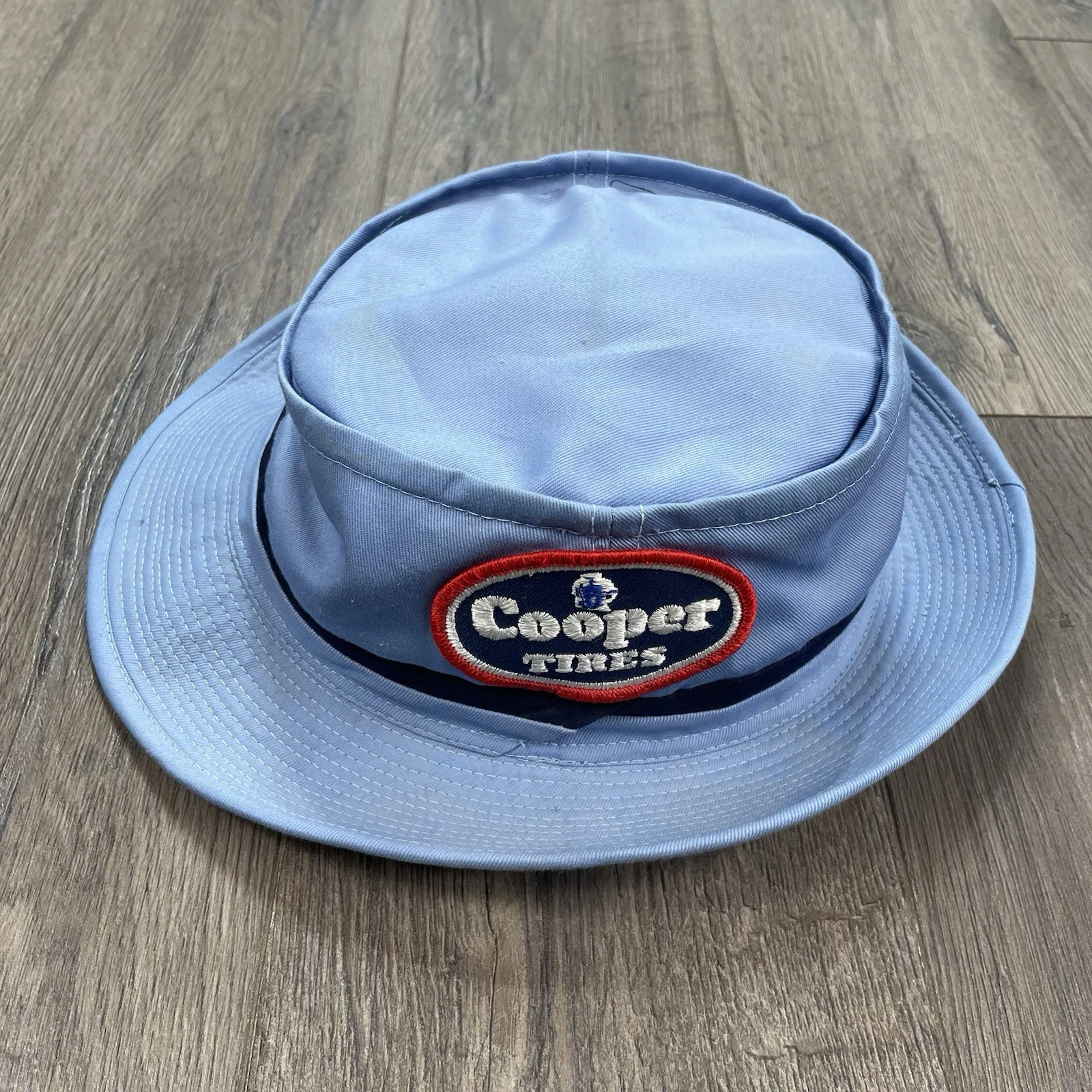 Vintage Cooper Tires Bucket Hat Made in USA Oval Patch Logo Blue Medium Cotton