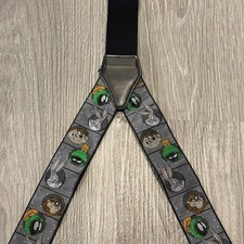 Vintage Looney Tunes Warner Bros Mens Novelty Suspenders 1994 Gray Leather Bunny