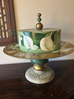 20'' CALLA LILY CAKE STAND Wedding Shower Centerpiece Hand Painted Artist Signed