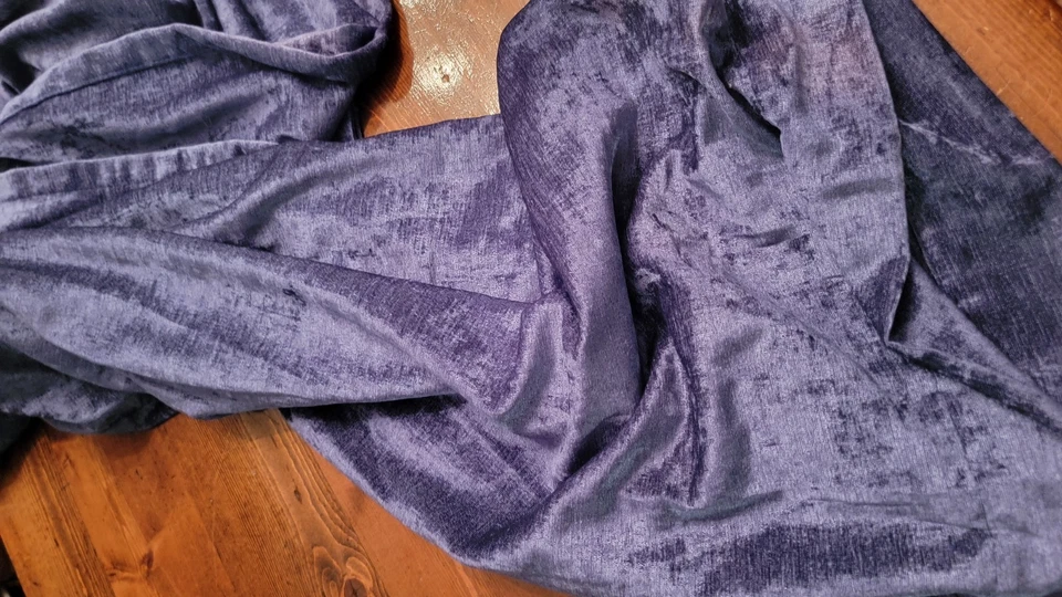 2-DKNY-VELVET Chenille-inverted  PLEATED-navy Blue Indigo - 108" CURTAINS Panels - Image 4 of 4