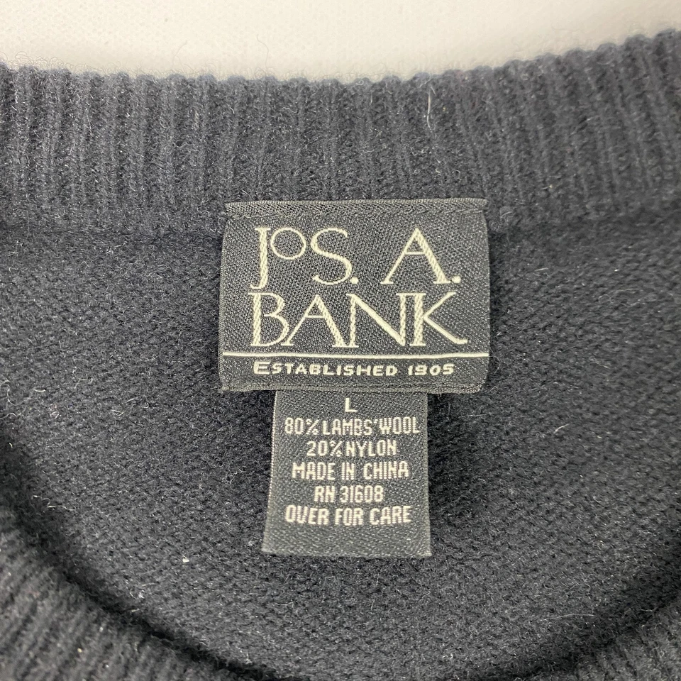 Suéter Jos A Bank Para Hombre Grande Gris Marino Argyle Lana de Cordero Cuello Redondo Pullover Foto 3 de 4