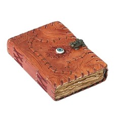 Hocus Pocus Halloween Leather Spellbook Journal   7 x 5 Tan Eye of Enchantment
