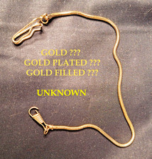 Vintage 14 Inch Gold Pocket Watch Fob Chain Gold Filled Plated UNKNOWN .