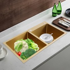 Drop in Kitchen Sink Dual Bowl Stainless Steel Sinks Fixture Multi-functional