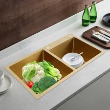 Drop in Kitchen Sink Dual Bowl Stainless Steel Sinks Fixture Multi-functional