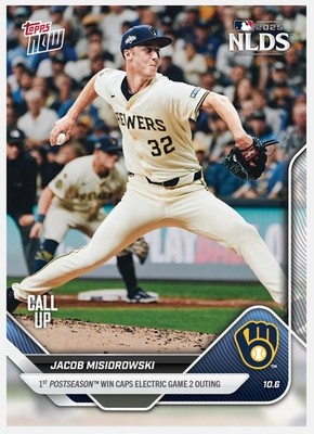 2025 MLB Topps Now #833 Jacob Misiorowski Milwaukee Brewers - NLDS