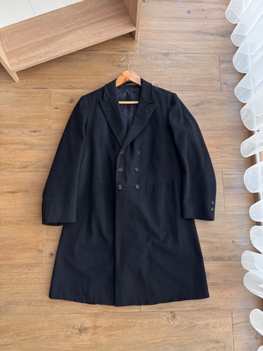 VTG Black Frock Coat Solide Elegance Buttons 50s Double-Breasted Formal Jacket - Picture 11 of 20