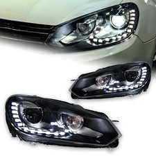 VW Golf Mk6 2009-2012 GTD, GTI Xenon Style LED DRL Halogen Headlights Pair