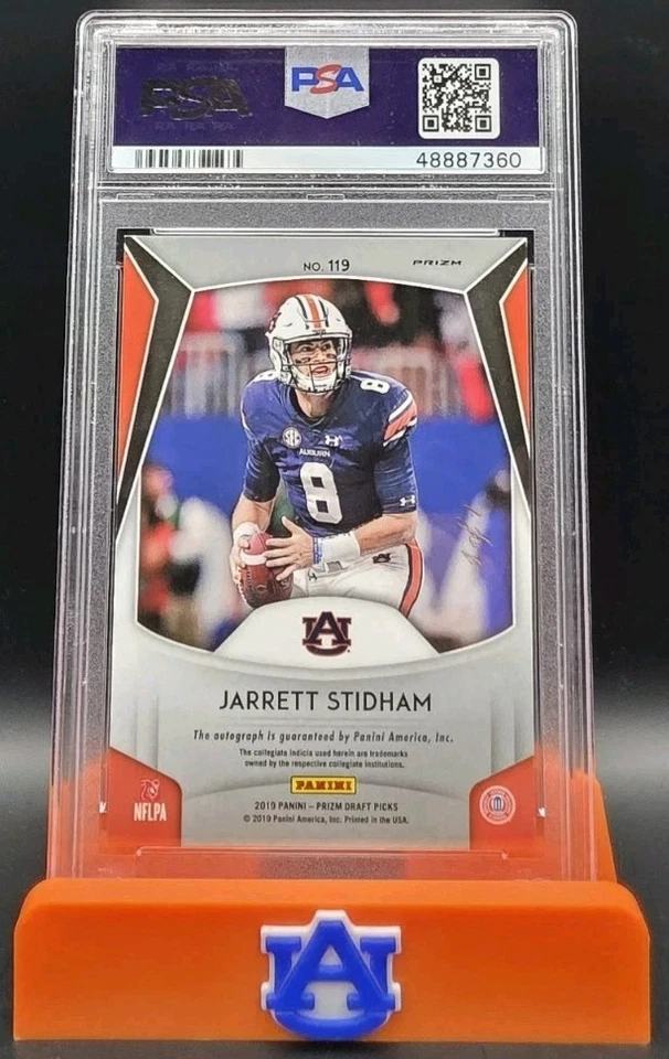 JARRETT STIDHAM PSA 9 2019 Prizm DP Black AUTO 1/1 RC  Patriots/Auburn - Image 2 of 3