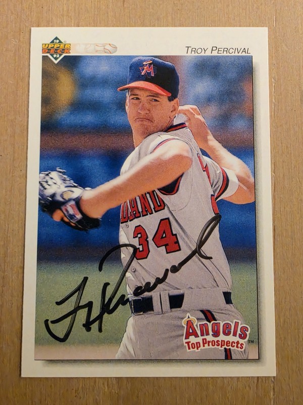 TROY PERCIVAL Early Autographed Signed 1992 ANGELS UD RC ROOKIE Baseball Card