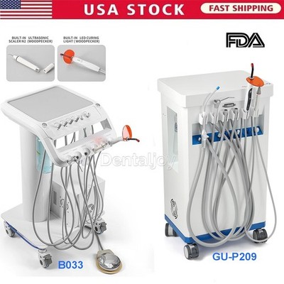 Dental Portable Mobile Cart Delivery Unit System 4Holes with Air Compressor