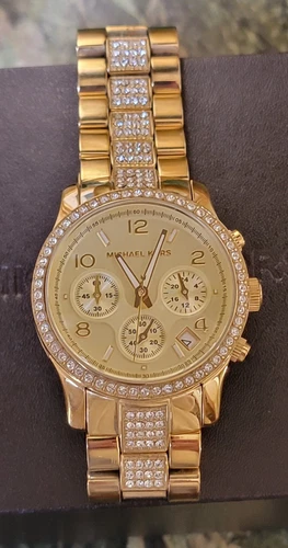 OROLOGIO DA DONNA MICHAEL KORS BRYNN TONO ORO LUNETTA CRISTALLO E BRACCIALE CHRONO 250810