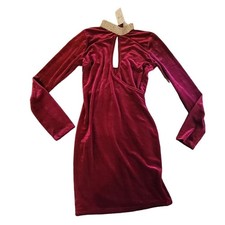 Fashion Nova Burgundy Velour Knee Length Dress - Size Medium