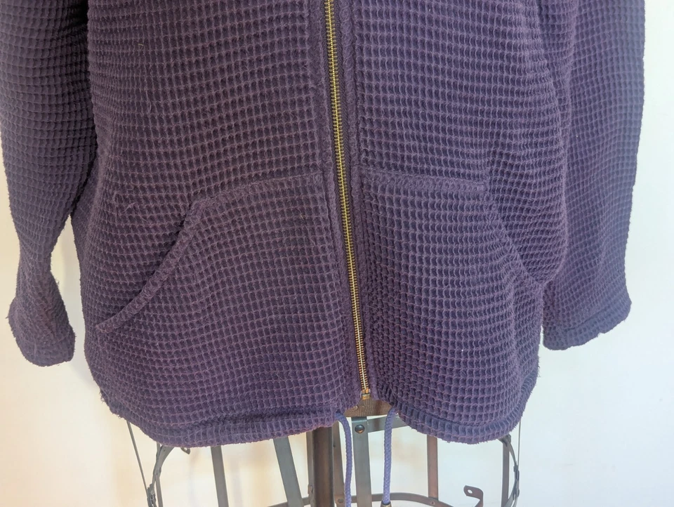 C J Banks Women Waffle Knit Hoodie Size 1X Eggplant Full Zip Boxy Lagenlook - Image 3 of 4