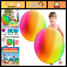 Jumbo 18" Rainbow Inflatable Playground Ball for Kids - Bouncy Kickball, 1 or 2