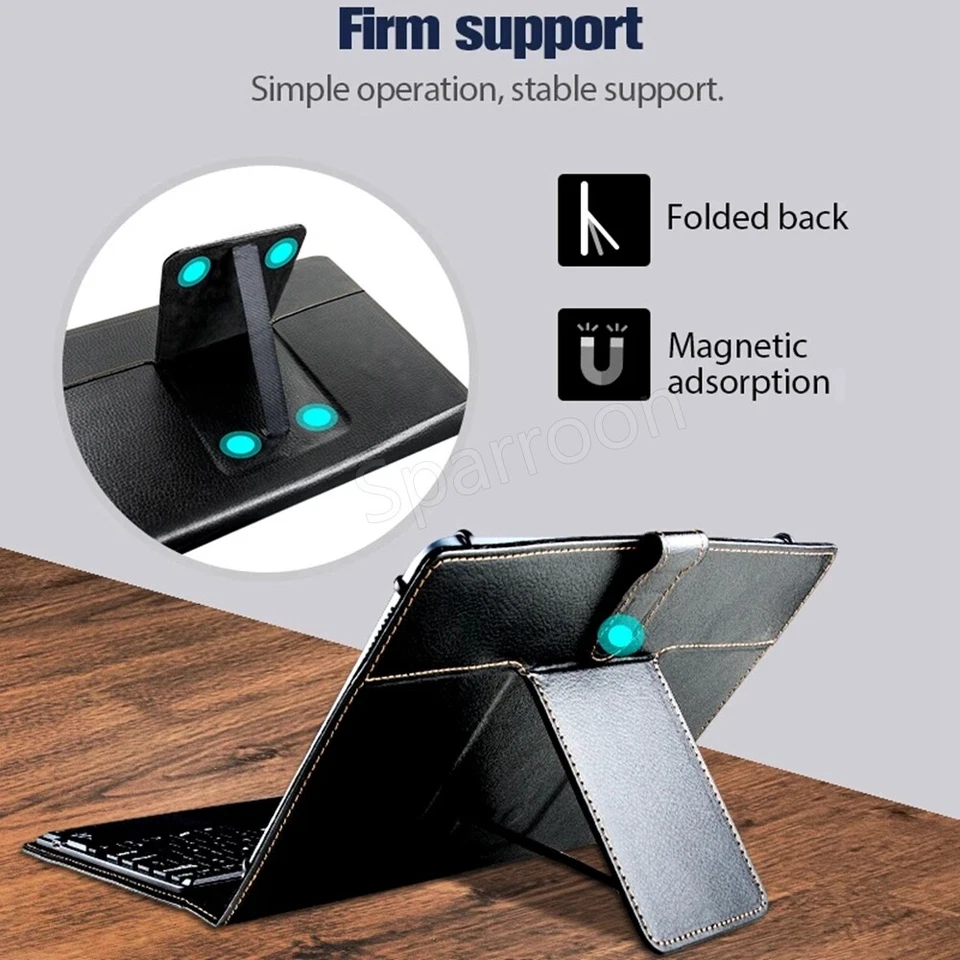 Universal Case Leather Cover with Backlit Keyboard Mouse For 9.7-11 Inch Tablets - Image 3 of 4