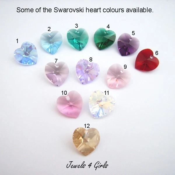 Kristall Herz & Silber Ohrringe, Pink, Flieder, Smaragd, Saphir, Granat, Klar - Bild 2 von 4