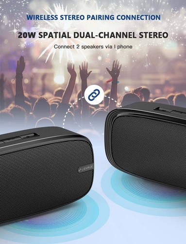 Bluetooth Speaker, Wireless Portable Speaker with Loud Stereo Sound, Rich Bas... - Picture 3 of 6