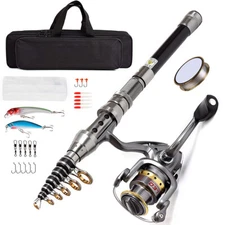 Telescopic Fishing Rod Sea Saltwater Spinning Pole Reel Combo 100M Line Full Kit