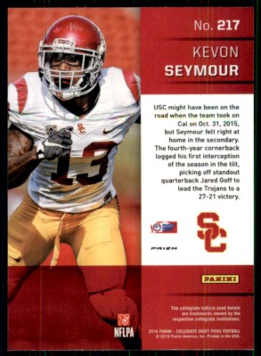 2016 Prizm Draft Picks Blue Kevon Seymour Rookie USC Trojans #217