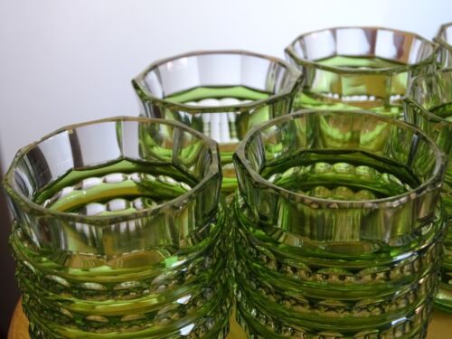 VINTAGE SIX CORDIALS GLASSES CRYSTAL VAL ST LAMBERT GREEN MOUSSE - Picture 3 of 9