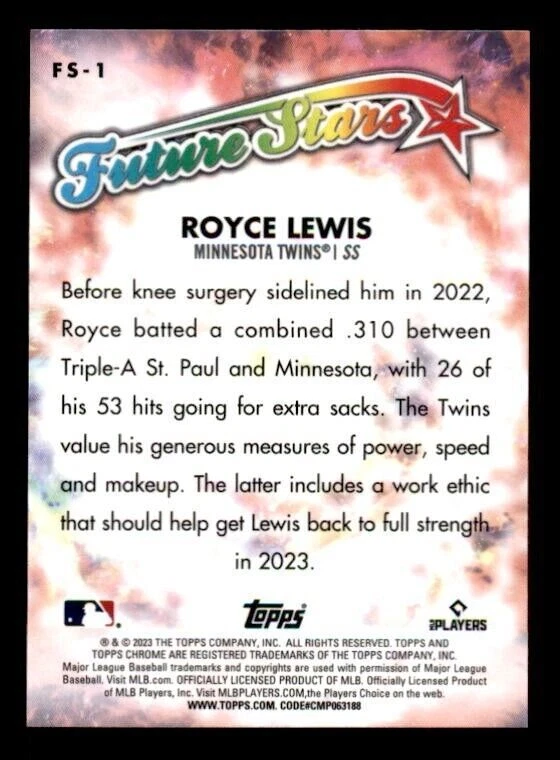 2023 Topps Chrome Future Stars #FS1 Royce Lewis Twins - Image 2 of 2