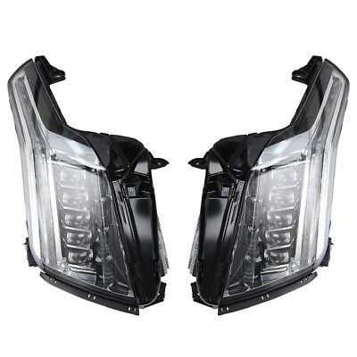 Full LED Headlight For 2015-2020 Cadillac Escalade All Black Left+Right Pair