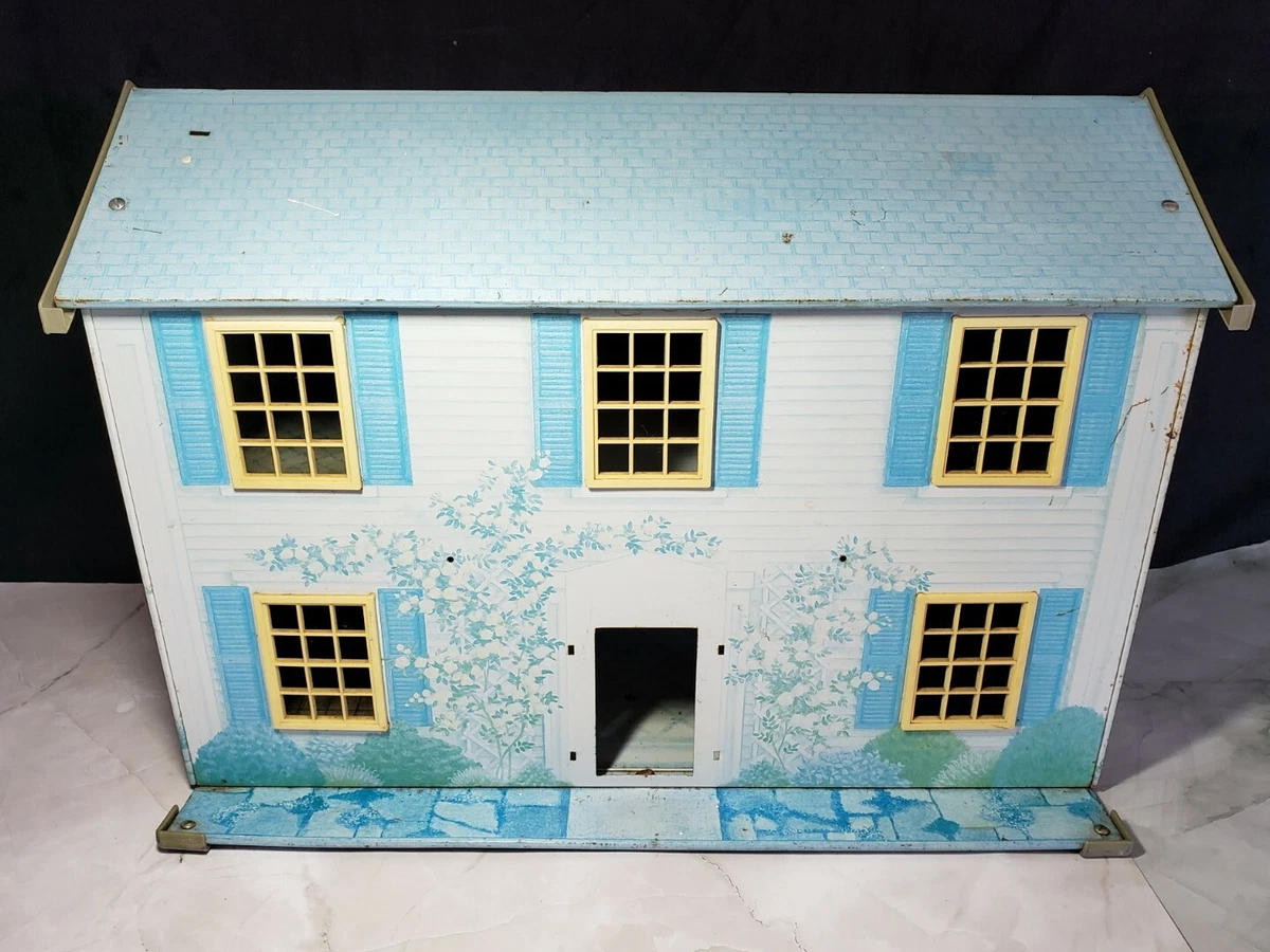 Metal Dollhouse Tin Litho 1980 Rose Wood Manor Dolls House Home