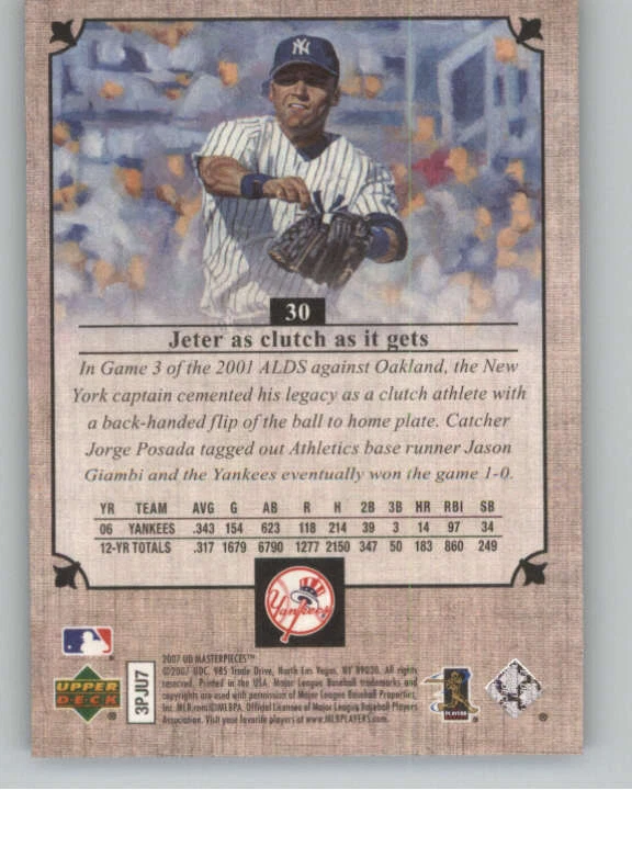 2007 UD Masterpieces Green Linen #30 Derek Jeter (ref 145072) - Image 2 of 2