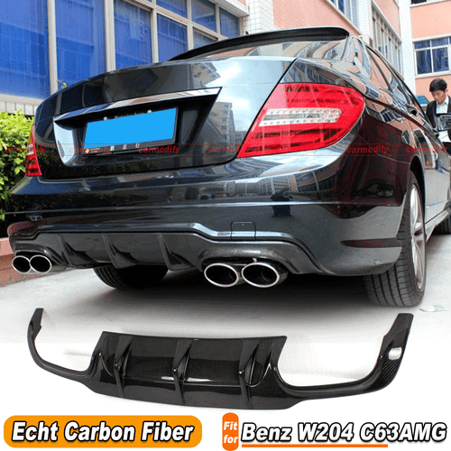 Für Mercedes W204 C63AMG 12-14 Carbon Heckdiffusor Stoßstange Spoiler Heckansatz - Bild 1 von 10