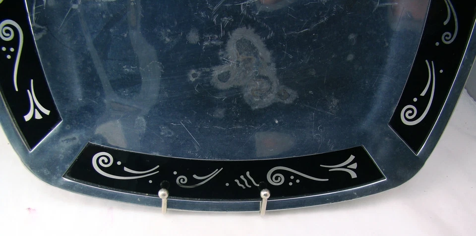 Lenox Spyro Objets Métalliques 14 " Carré Plateau avec Plastique Embouts - Photo 4/4