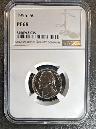 1955 JEFFERSON NICKEL * NGC PF68 * UNCIRCULATED PROOF * Brown Label *