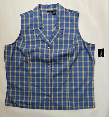North Crest Womens Plus NWT Sleevless Button Up Shirt Sz 3X (22-24w) Tank Top