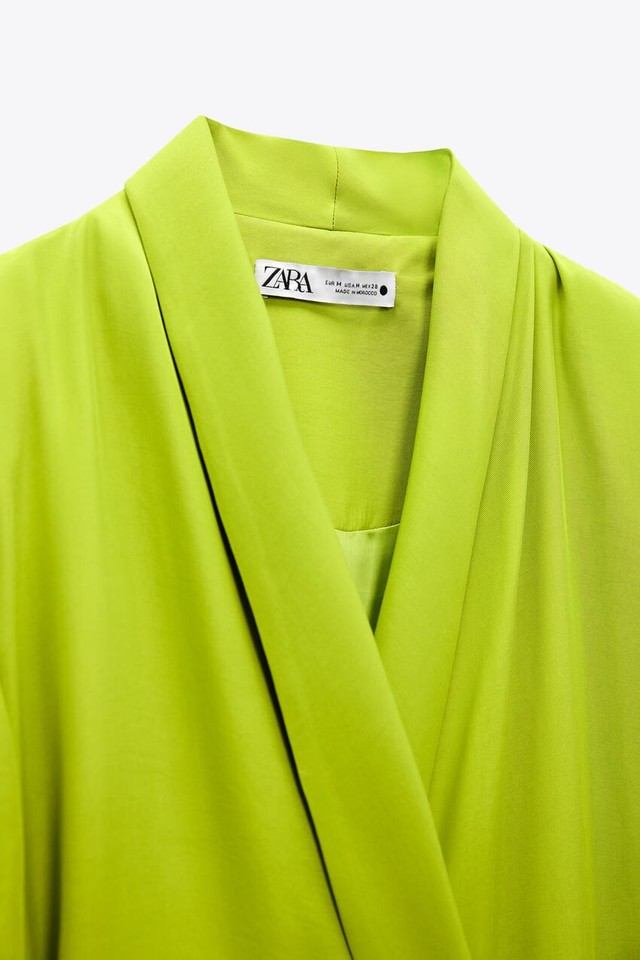 ZARA DAMEN BLAZERKLEID IN WICKELOPTIK GRS Pistaziengrün 7689/816NEU