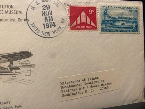 FLOWN -SMITHSONIAN INSTITUTION MILESTONES OF FLIGHT #21 SOUTH POLE FLIGHT 1974 - Picture 4 of 10