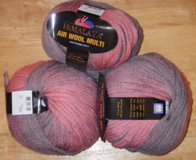Lot of 3, Himalaya Air Wool Multi Yarn, 3.5 oz, 170 Yds, Color #3 (Peach, Grey)