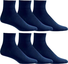 Yacht & Smith 3 Pairs of Loose Fit Non-Binding Soft Cotton Diabetic Crew Socks