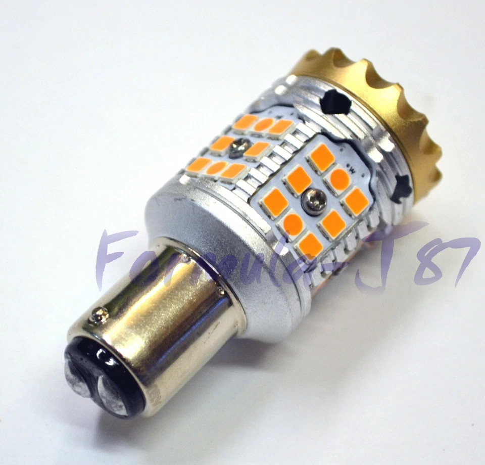 Hyper Flash Free LED Light 1157 Amber Two Bulbs Front Turn Signal Upgrade Stock - Image 3 of 4