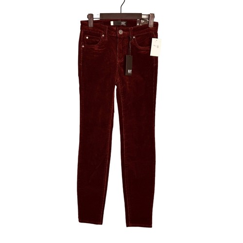 Kut From The Kloth Diana Skinny Corduroy Pants Sz 00 Casual Currant Burgandy NWT - Picture 2 of 7