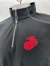 NEW U.S. Marine Corps Devil Dogs J America 1/4 Zip Black Pullover LS Shirt Men L